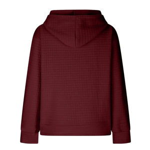 Sweat-shirt à capuche en tricot gaufré personnalisé pour femme, pull décontracté à manches longues avec cordon de serrage et poche - Product Image 1