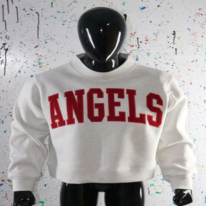 Sudadera ANGELS WHITE con cuello alto, 100% rojo, con apliques bordados, cuello ancho, hilos finos - Product Image 1