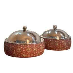 Casserole en bois à motif toile traditionnel, de haute qualité, pour servir les aliments chauds, avec couvercle en acier inoxydable bombé, pour le Koweït (vente en gros) - Product Image 2