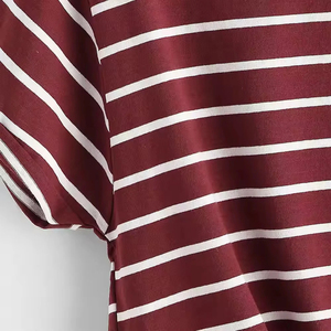 Women's Striped Crop <b>Top</b> O-Neck <b>Cap</b> <b>Sleeve</b> Loose Fit Knitted Casual Spring Summer Bow Detail - Product Image 6