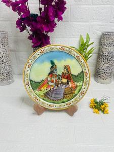 Placa de mármol Makrana hecha a mano, Radha Krishna blanca de la India, artesanías de piedra semipreciosa con toque decorativo - Product Image 3