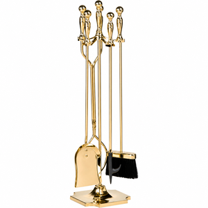 Factory Wholesale Fireplace <b>Tool</b> Set Luxury 5 Piece <b>Tools</b> With Stand Antique Gold Companion Set For Indoor Wood Stove & <b>Fire</b> Pit - Product Image 2
