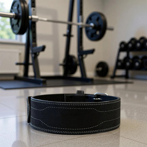 Cinturón de Cuero de Alta Calidad para Levantamiento de Pesas, Ligero y Resistente, con Soporte Lumbar y Gancho de Protección Profesional - Product Image 3