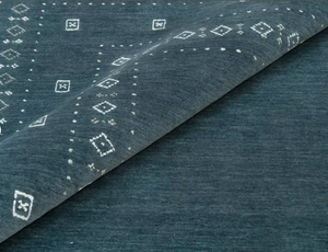 Alfombra moderna de lana azul geométrica de tamaño personalizado, alfombra suave para sala de estar, dormitorio, decoración de suelo, hecha a mano en India. - Product Image 3