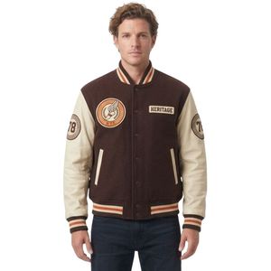 Blousons universitaires personnalisés en patchwork bleu clair avec manches en charbon de bois, corps 100 % laine, blousons bomber en cuir véritable - Product Image 4