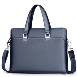 Maletín para Portátil 100% Cuero Genuino, Bolsa de Hombro para Oficina, con Asa Protectora, Cierre de Cremallera, Color Sólido - Product Image 6