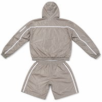 Ensemble short et veste coupe-vent légère en nylon pour homme, personnalisable, avec capuche et fermeture éclair, style streetwear décontracté, color block, pour l'été