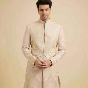 Sherwani de Diseño para Hombres, Estilo Indio-Pakistaní, para Bodas, Traje de Novio Real Bordado, Vestimenta Tradicional - Product Image 4