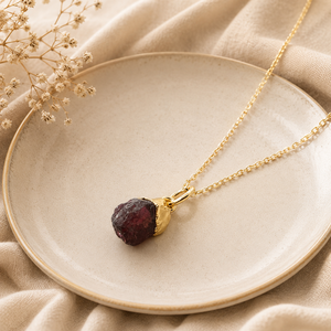 Garnet Birthstone Pendant Necklace Handmade Rhodium Plated <b>Box</b> Chain Natural Crystal Jewelry Gift For Women - Product Image 1