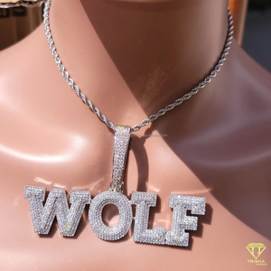 Collier pendentif de luxe « WOLF » avec chaîne en diamants sertis, bijou tendance, cadeau pour homme - Product Image 4