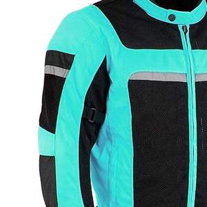 เสื้อแจ็คเก็ตมอเตอร์ไซค์แขนยาวสีดำเทอร์ควอยซ์สำหรับผู้ชาย ระบายอากาศได้ดี ตกแต่งด้วยผ้าตาข่ายสีตัดกัน เหมาะสำหรับใส่ขี่มอเตอร์ไซค์ในฤดูร้อน - Product Image 5