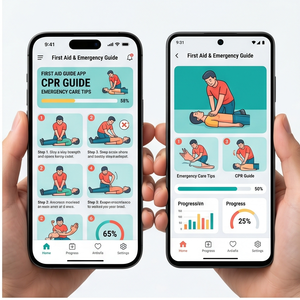 Application Guide auxiliaire de premiers secours RoyalCraft – Conseils d'urgence, aide médicale, guide de RCP et sécurité sanitaire IOS/Android/Linux/Mac - Product Image 2