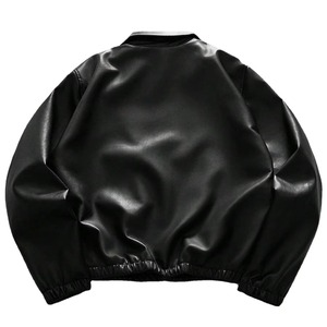 Blousons en cuir streetwear personnalisés pour hommes, impression graphique sur le devant, vente chaude hiver, blouson moto en cuir zippé pour hommes - Product Image 3