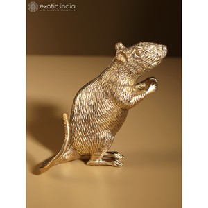 Petite sculpture élégante en laiton Mushaka de Ganesha de 4 pouces pour la décoration intérieure et le temple Fabriqué en Inde - Product Image 3