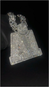 จี้ห้อยคอแบบฮิปฮอปประดับเพชรโมอิสซาไนต์ VVS เงินแท้ 925 ดีไซน์ตัวอักษรสั่งทำพิเศษ - Product Image 2