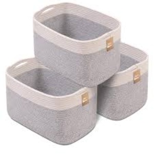 Clothing Organizer Foldable Collapsible <b>Stackable</b> 100% Cotton Eco-Friendly Durable Lightweight Portable Modern Multiple Basket - Product Image 5
