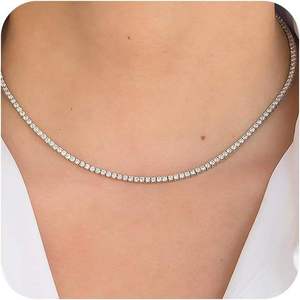 Collar de Mujer con Diamante Cultivado en Laboratorio, Corte Brillante Redondo, Estilo Hiphop, Chapado en Oro, Color D, para Uso Diario - Product Image 5