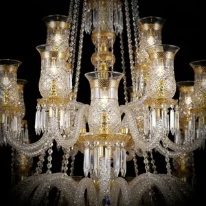 Lustre en cristal importé, 36 lumières, luxe, doré, pour hôtel, villa, maison, salon - Product Image 2