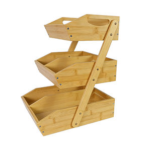 Panier de rangement en bambou à 3 niveaux grande capacité, personnalisable, <span class=keywords><strong>pour</strong></span> fruits, légumes, collations et articles ménagers - Product Image 2