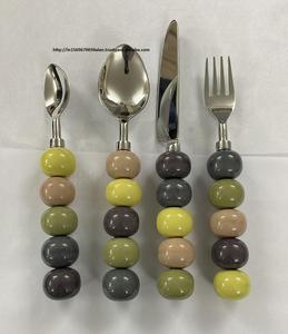 Juego de Cubiertos de Metal de Primera Calidad con Diseño de Cuentas de Resina en las Mangos, Vajilla para Regalos de Boda, Juego de Cubiertos Plateados - Product Image 5