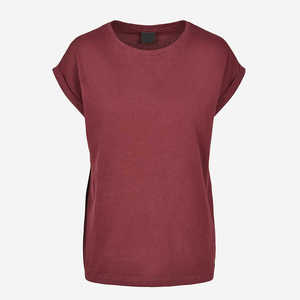 T-shirt pour femme à col rond et manches courtes, couleur unie, respirant, en coton tricoté, coupe ample, décontracté, à porter toute l'année - Product Image 5