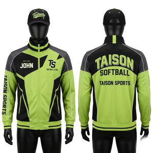 Veste d'entraînement de softball en polyester 280 GSM de qualité supérieure, jaune et marine, avec broderie et logo personnalisé en twill. - Product Image 4