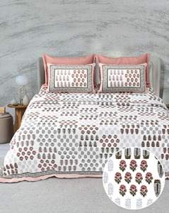 Cotton <b>King</b> <b>Size</b> Bedsheets Pillow Cases Printed Bedding Set 100% Cotton Hand Block Print Bed <b>Sheet</b> Set High Quality Bedding Set - Product Image 1