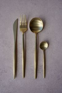 Gold plated oval Stainless Steel Flatware Set High <b>Mirror</b> Polish Rust Resistant Wedding Occasion Metal Cutlery - Product Image 1