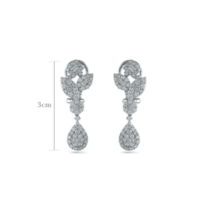 Luxury Women Diamond Drop Earrings Plant Shape Round Brilliant Cut Wedding Jewelry - Product Image 3