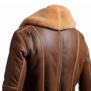 Nouvelle veste en cuir pour homme avec col en fourrure, tendance, personnalisable, respirante, grande taille, décontractée, à fermeture éclair, pour l'hiver - Product Image 6
