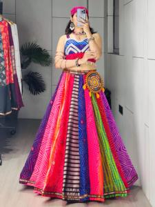 Designer Multicolour With Lace And Artificial Kodi Work And <b>Paper</b> <b>Mirror</b> Work Navratri Special Lehenga Choli Ready To Wear Set - Product Image 4