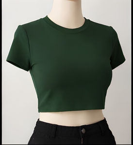 เสื้อยืดครอปผ้าฝ้ายหนาคุณภาพสูงสำหรับผู้หญิง 220 GSM ทรงโอเวอร์ไซส์ เรียบง่าย แฟชั่น เสื้อครอปเปล่าๆ ผู้ผลิตและผู้ส่งออก - Product Image 3