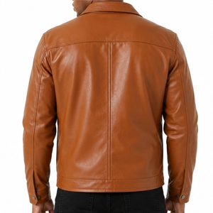 <b>Men's</b> Premium <b>Leather</b> Bomber <b>Jacket</b> Turn-down Collar Zipper Closure Embossed Logo Casual Style Export Quality For <b>Men</b> <b>Jacket</b> - Product Image 2