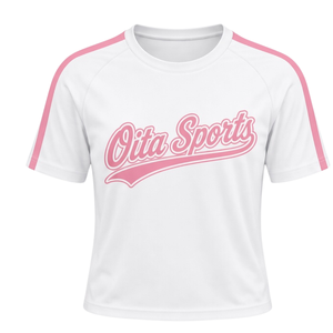 Adults Pink <b>White</b> Printed Cheer Uniform <b>Set</b> Short Sleeve <b>Top</b> Pleated <b>Skirt</b> Team Athletic Sportswear Training Practice - Product Image 3