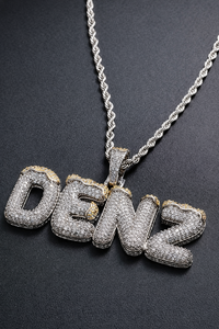 <b>Iced</b> <b>Out</b> DENZ Letter Pendant <b>Chain</b> Moissanite for Men 10K 14K Gold Silver Hip Hop Necklace Luxury Statement Jewelry Gift for Him - Product Image 2