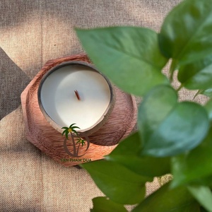 Bougie de spa écologique en coquille de noix de coco naturelle, parfumée, faite à la main, pour une ambiance relaxante à la maison et au spa, petite taille - Parfum citron vert - Product Image 5