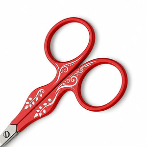 CISEAUX DE BEAUTÉ SHEARS BEAUTY, manche en céramique rouge, acier inoxydable, ciseaux à sourcils, lame droite et aiguisée, outil de beauté et de toilettage, pour droitiers - Product Image 4