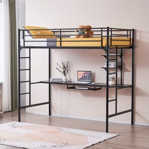 Letto in Ferro Nero 198*143*182cm con Ripiano, Design Moderno Convertibile e Regolabile con Funzioni di Stoccaggio per Uso Alberghiero - Product Image 6