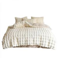 Housse de couette en velours de lait chaud pour l'automne et l'hiver, couleur unie, ensemble de literie 4 pièces