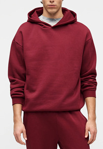 Ensemble de survêtement premium bordeaux surdimensionné pour homme, en molleton épais, comprenant un sweat à capuche et un pantalon de jogging, personnalisable et vierge - Product Image 3