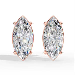 Graceful Marquise Cut Solitaire Lab Grown Diamond <b>Stud</b> <b>Earrings</b> 10K Gold Luxury Fine Jewelry Anniversary Wholesale Supplier - Product Image 4