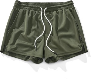 Shorts décontractés pour hommes en spandex/polyester, taille élastique avec cordon de serrage, légers, respirants, confortables, pour l'entraînement sportif - Product Image 1
