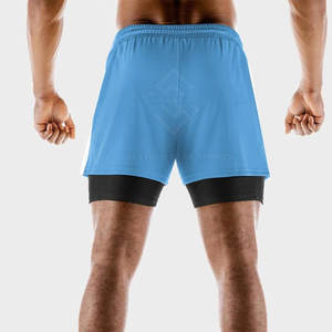 Custom Print Logo Solid Casual <b>Mid</b> Waist Eco-Friendly Double <b>Layer</b> Shorts for Men Adult Size Pakistan Manufactured - Product Image 2