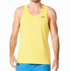 Men's <b>Yellow</b> Breathable Knitted Sleeveless <b>Tank</b> <b>Top</b> O-Neck Casual Wear - Product Image 6