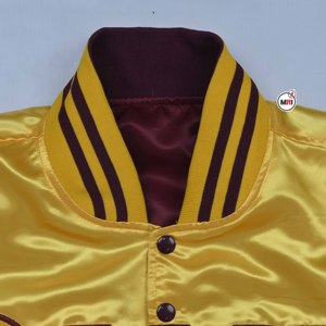 Best High Quality Mens Satin Varsity Jacket Men's Yellow Satin Embroidered Lettering Turn-<b>down</b> Collar Preppy Style with Custom - Product Image 5