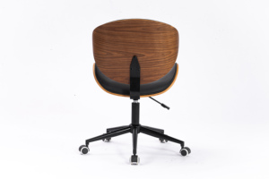 <span class=keywords><strong>Chaise</strong></span> <span class=keywords><strong>de</strong></span> <span class=keywords><strong>bureau</strong></span> pivotante vintage en <span class=keywords><strong>bois</strong></span> et cuir noir avec <span class=keywords><strong>roulettes</strong></span> pour la maison et le <span class=keywords><strong>bureau</strong></span>, rotation à 360° °   Swivel - Product Image 4