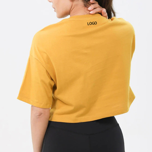 เสื้อยืดครอปโอเวอร์ไซส์ผู้หญิงขายส่ง ผ้าฝ้าย 100% รับทำโลโก้ เสื้อครอปเปล่า OEM ODM แบรนด์ส่วนตัว เสื้อยืดสตรีทแวร์ - Product Image 3