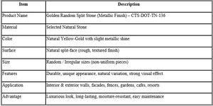 Piedra Dorada de Forma Irregular (Corte Aleatorio) para Revestimiento de Paredes Decorativo de Diseño Moderno para Uso en Exteriores CTS-DOT-TN-136 - Product Image 5