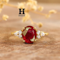 Anillo de Rubí Ovalado Certificado por IGI de Alta Calidad con Diamantes Laterales, Oro de 18K, Fabricante de Joyería Fina, Joyería Personalizada