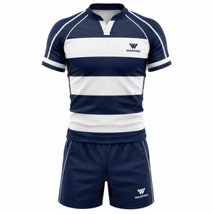 Custom Men's Rugby Uniform Set Sublimated 100% Polyester Jersey & Shorts Elastic Waist Quick Dry OEM Service - Product Image 1